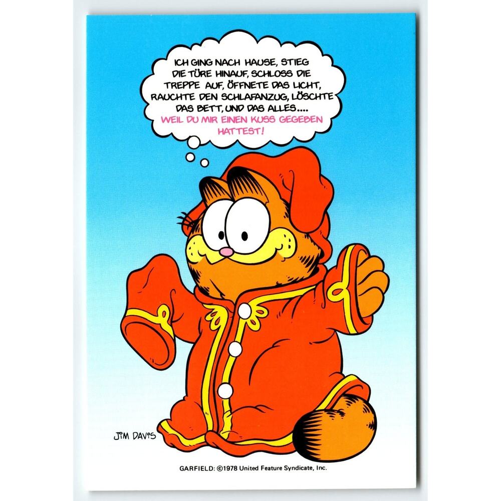 Vintage Garfield Postcard 1978 Jim Davis German Print Continental 6x4